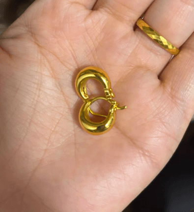 ★★K24純金★★（両耳）ゴールドK24フープピアス 24金 中空 軽量 地金 大ぶり ボリューム感inframe限定！ | 10枚目