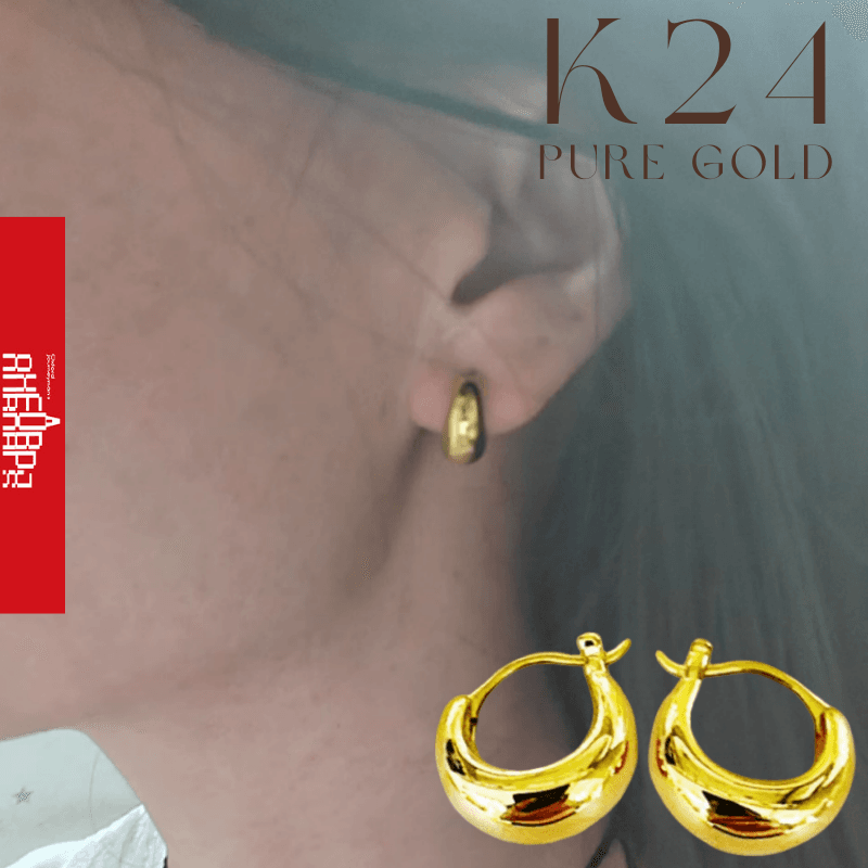 ★★K24純金★★（両耳）ゴールドK24フープピアス 24金 中空 軽量 地金 大ぶり ボリューム感inframe限定！ | 2枚目