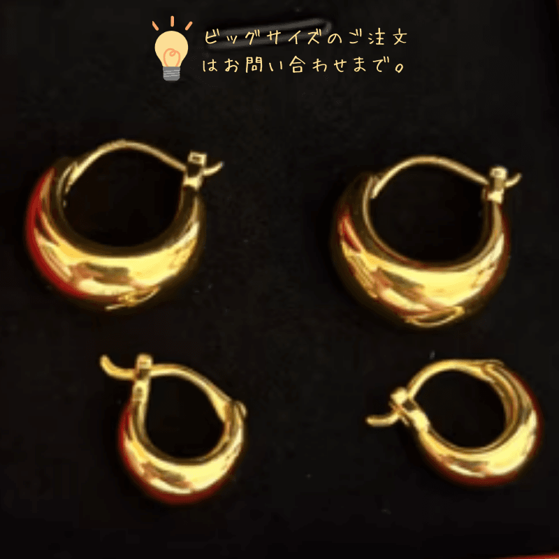 ★★K24純金★★（両耳）ゴールドK24フープピアス 24金 中空 軽量 地金 大ぶり ボリューム感inframe限定！ | 6枚目