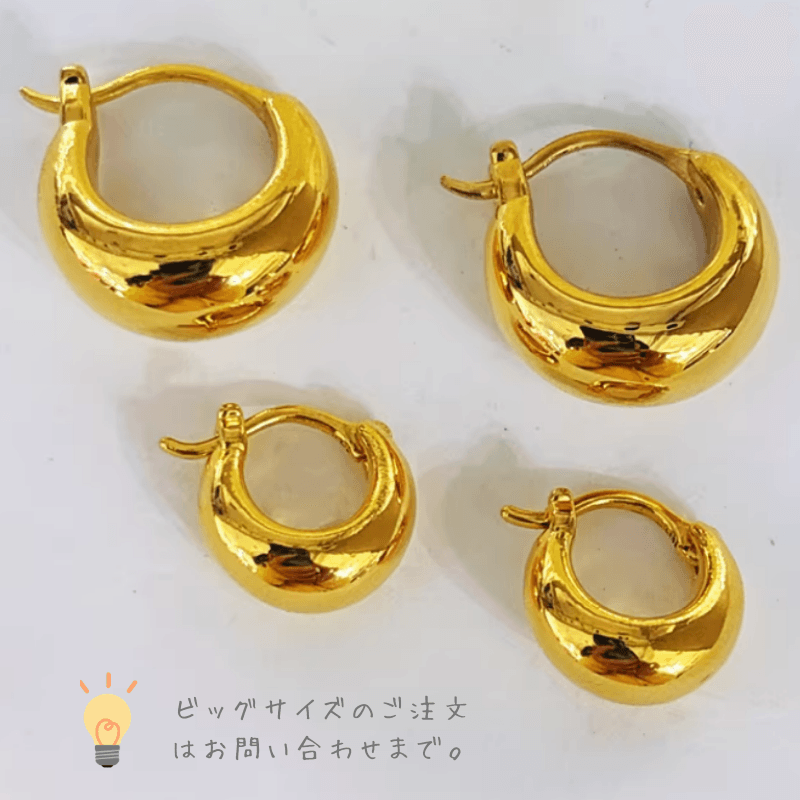 ★★K24純金★★（両耳）ゴールドK24フープピアス 24金 中空 軽量 地金 大ぶり ボリューム感inframe限定！ | 7枚目